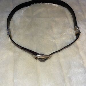 Brighton Brown/Black Leather Belt with Silver Accents